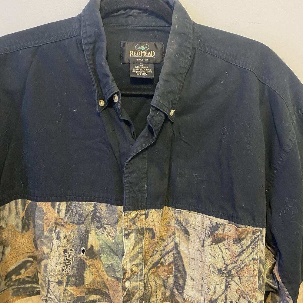 VTG Redhead Camo Button-Up Men L Hunting Work Outdoors Cotton Casual Long Sleeve - Picture 10 of 12